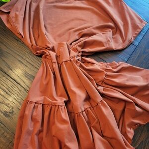 Boutiqe Shop Terracotta Tiered Dress